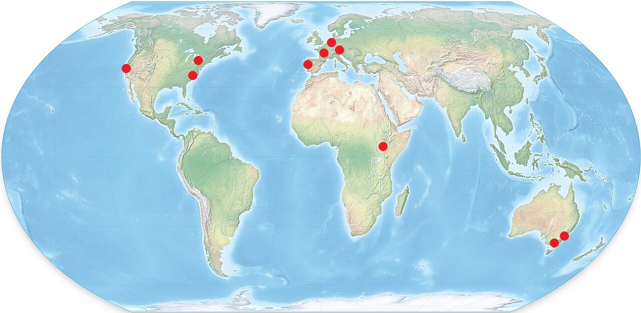 World map showing client locations